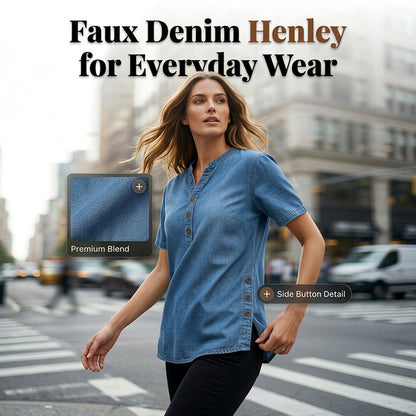 ⏰Women's Breathable Casual Denim Look Top