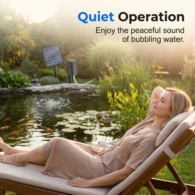 ☀️🐟 Solar Powered Pond Aerator with Air Pump – Easy Installation, No Wiring Required for Fish Ponds & Water Gardens 💦