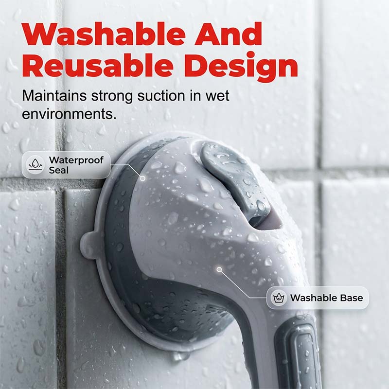 Suction Cup Grab Bar – Tool-Free No-Drill Install on Tile & Glass, Strong Vacuum Hold, Removable & Reusable – Extra Balance Support for Bathroom Safety 🔒