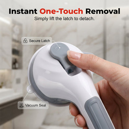 Suction Cup Grab Bar – Tool-Free No-Drill Install on Tile & Glass, Strong Vacuum Hold, Removable & Reusable – Extra Balance Support for Bathroom Safety 🔒