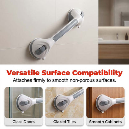 Suction Cup Grab Bar – Tool-Free No-Drill Install on Tile & Glass, Strong Vacuum Hold, Removable & Reusable – Extra Balance Support for Bathroom Safety 🔒