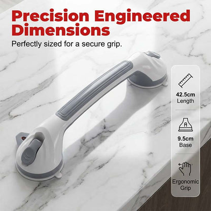 Suction Cup Grab Bar – Tool-Free No-Drill Install on Tile & Glass, Strong Vacuum Hold, Removable & Reusable – Extra Balance Support for Bathroom Safety 🔒