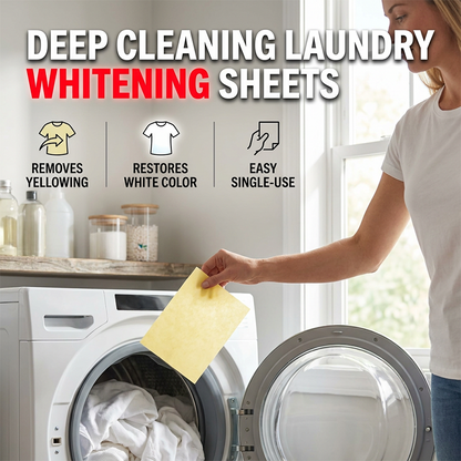 🤍 Laundry Whitening Sheets for White Clothes – Deep Stain & Yellowing Remover, Easy Toss-and-Wash Laundry Booster ✨