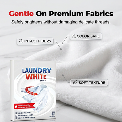 🤍 Laundry Whitening Sheets for White Clothes – Deep Stain & Yellowing Remover, Easy Toss-and-Wash Laundry Booster ✨