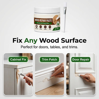Furniture & Floor Repair Paste – Works on tables, cabinets & wooden floors. Covers scuffs & peeling. No more ugly scratches! 🏠✅