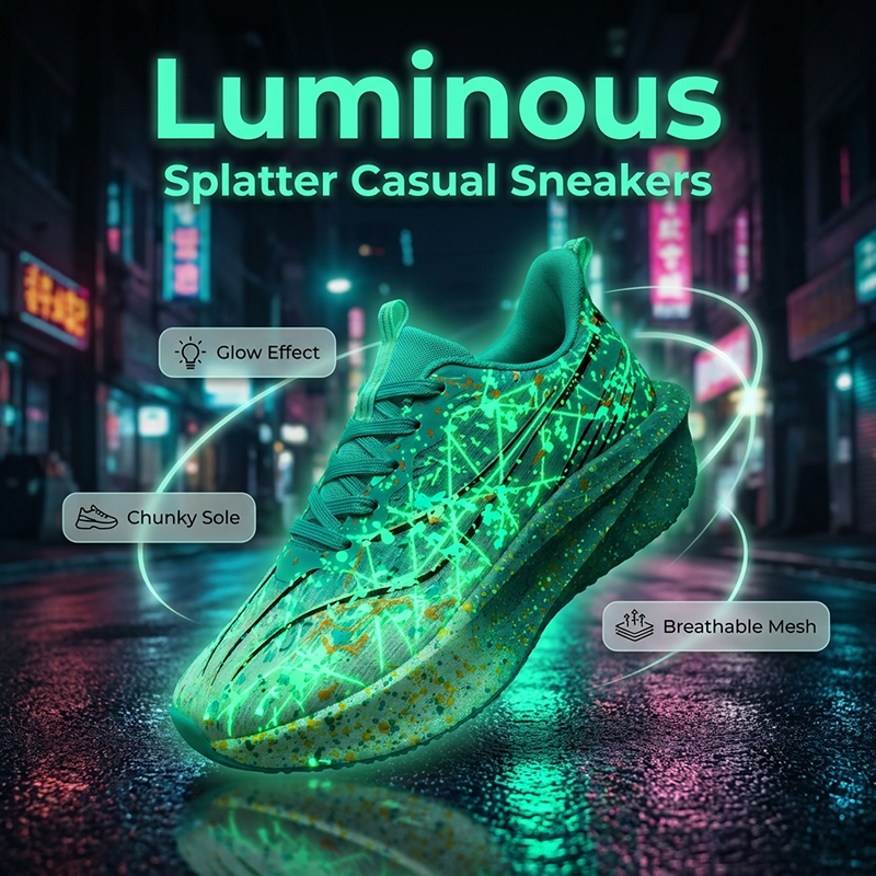 ⏰Glow-in-the-Dark Splatter Print Casual Sneakers