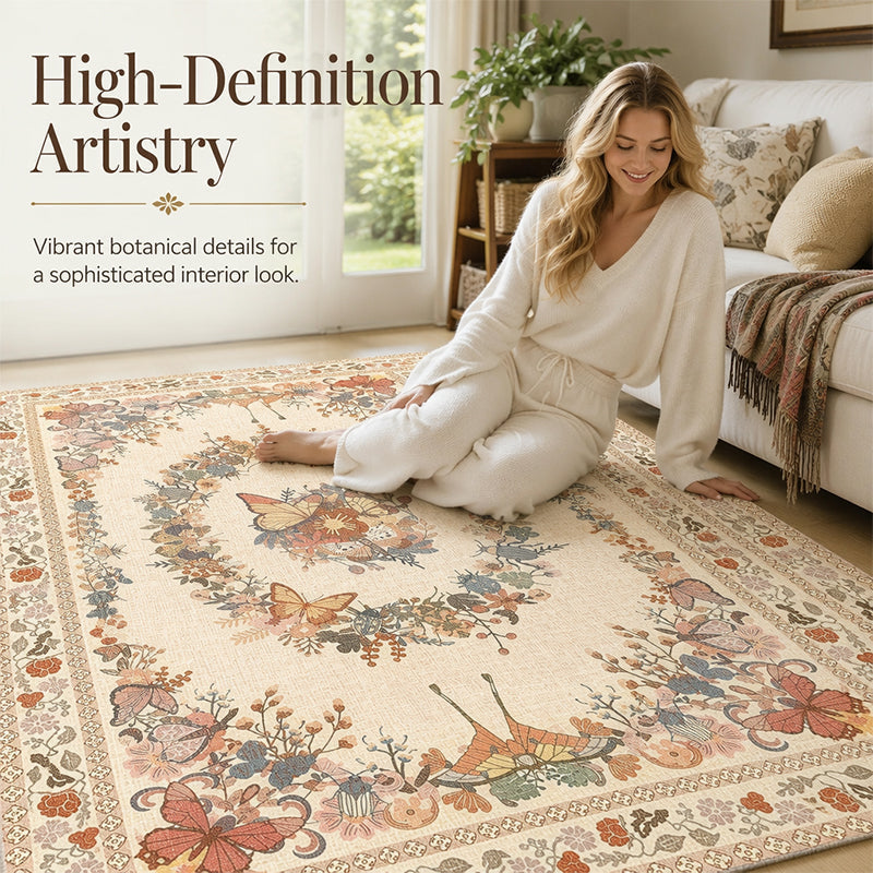 Easy-Care Floral Area Rug🦋🛋️