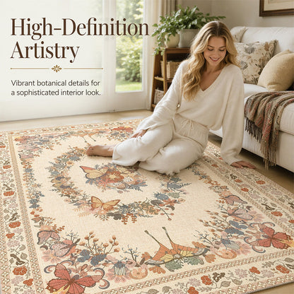 Easy-Care Floral Area Rug🦋🛋️