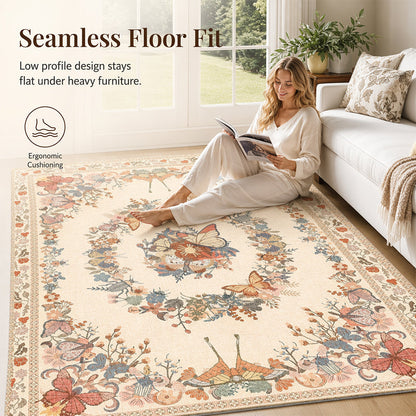 Easy-Care Floral Area Rug🦋🛋️