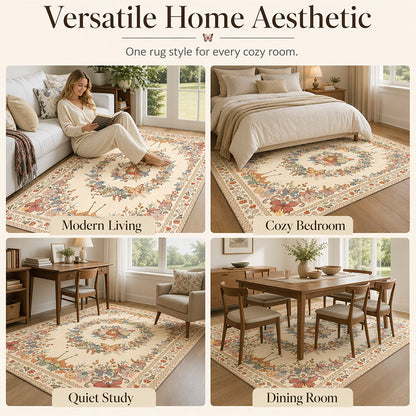 Easy-Care Floral Area Rug🦋🛋️
