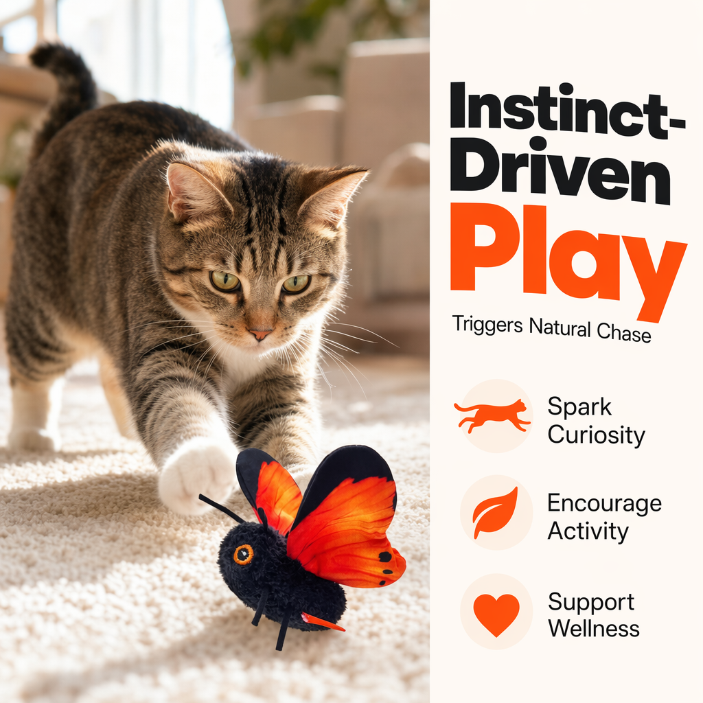 🦋 50% OFF! 🐱 Smart Sensing Flapping Butterfly Toy – Interactive Motion-Activated Cat Toy ✨
