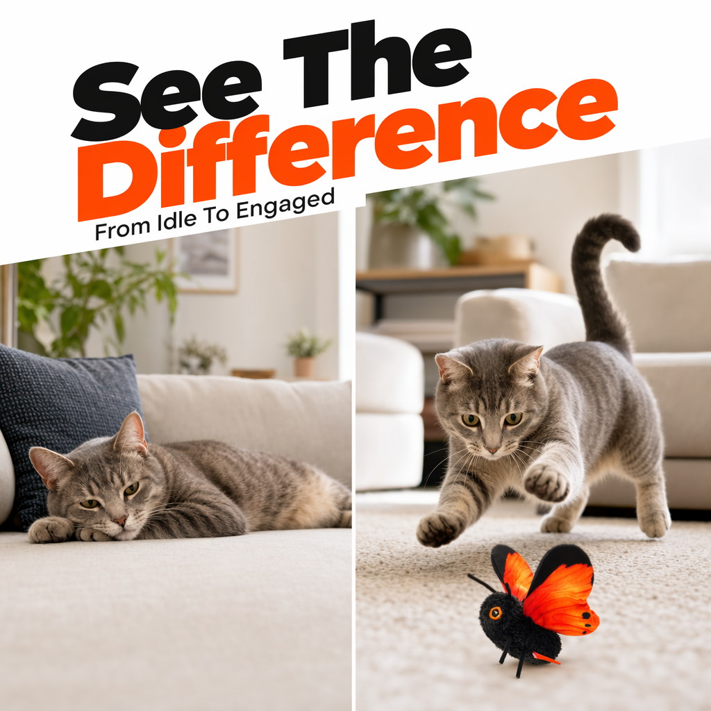 🦋 50% OFF! 🐱 Smart Sensing Flapping Butterfly Toy – Interactive Motion-Activated Cat Toy ✨