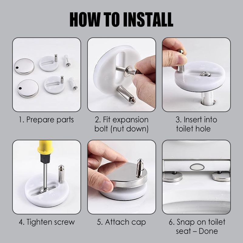 🚽 Universal Toilet Seat Mounting Bolts – Secure Top-Fix Replacement Kit for Easy Installation🔩