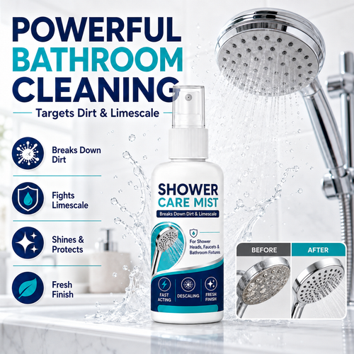 🚿✨Fast-Acting Shower Limescale Remover Spray – Dissolves stubborn mineral deposits & hard water stains. Restores water flow & shine – just spray & wipe! 🧼💪