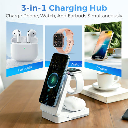 3-in-1 Foldable Magnetic Charging Stand for Everyday Devices