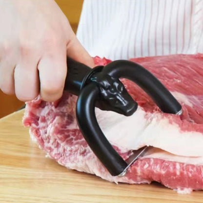 🔪 Handheld Fat Trimmer for Beef & Pork – U-shaped curved holder targets surface fat without wasting lean meat! 🧑‍🍳✨