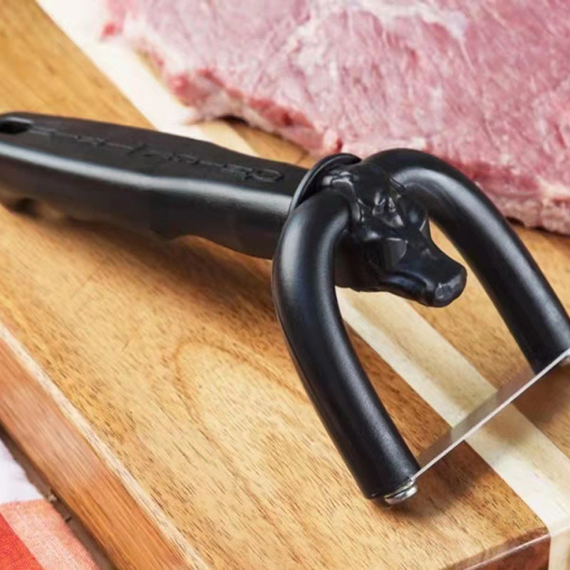 🔪 Handheld Fat Trimmer for Beef & Pork – U-shaped curved holder targets surface fat without wasting lean meat! 🧑‍🍳✨