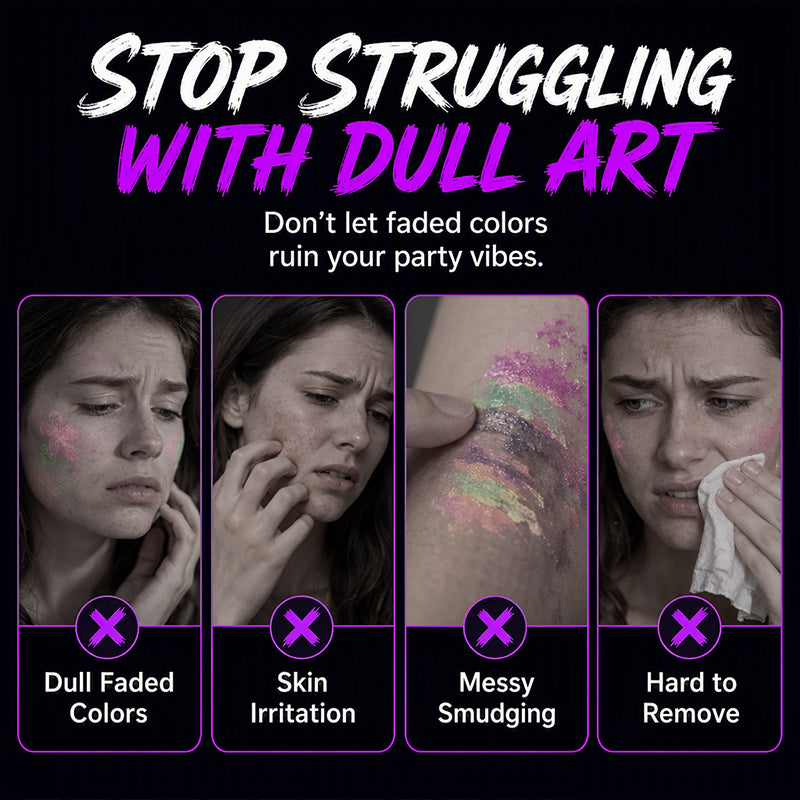 📢📢40% OFF !! ⏰ Glow Party Tattoo Pens | Temporary UV Body Art Markers | Fun Glow-in-the-Dark Designs for Parties, Festivals & Events 🎉