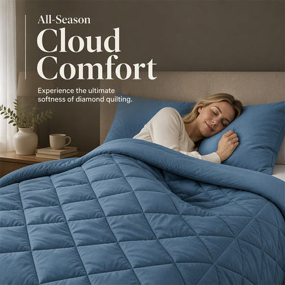 3-Piece Quilted Comforter Set with Shams – All-Season Microfiber