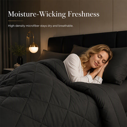 3-Piece Quilted Comforter Set with Shams – All-Season Microfiber