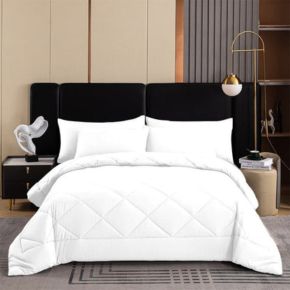 3-Piece Quilted Comforter Set with Shams – All-Season Microfiber