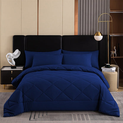 3-Piece Quilted Comforter Set with Shams – All-Season Microfiber