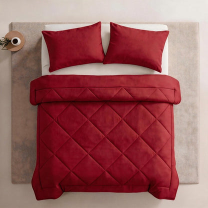 3-Piece Quilted Comforter Set with Shams – All-Season Microfiber