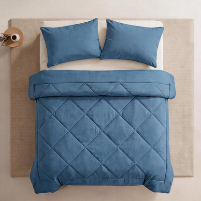 3-Piece Quilted Comforter Set with Shams – All-Season Microfiber