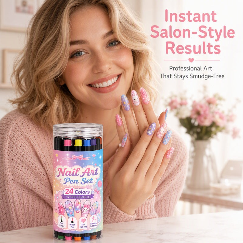 💕LAST DAY-50% OFF🌈24 Colors Dual Ended Nail Art Pens Set