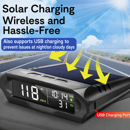 ⏰ 2026 Sale — Over 24,000 Sold!🚗 Solar GPS Head‑Up Display‑Auto Brightness Speed Warning HUD ☀️