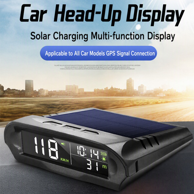 ⏰ 2026 Sale — Over 24,000 Sold!🚗 Solar GPS Head‑Up Display‑Auto Brightness Speed Warning HUD ☀️