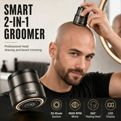 ⚡ Smart 2-in-1 Electric Head & Beard Groomer — 30-Blade Precision Shaver 💈