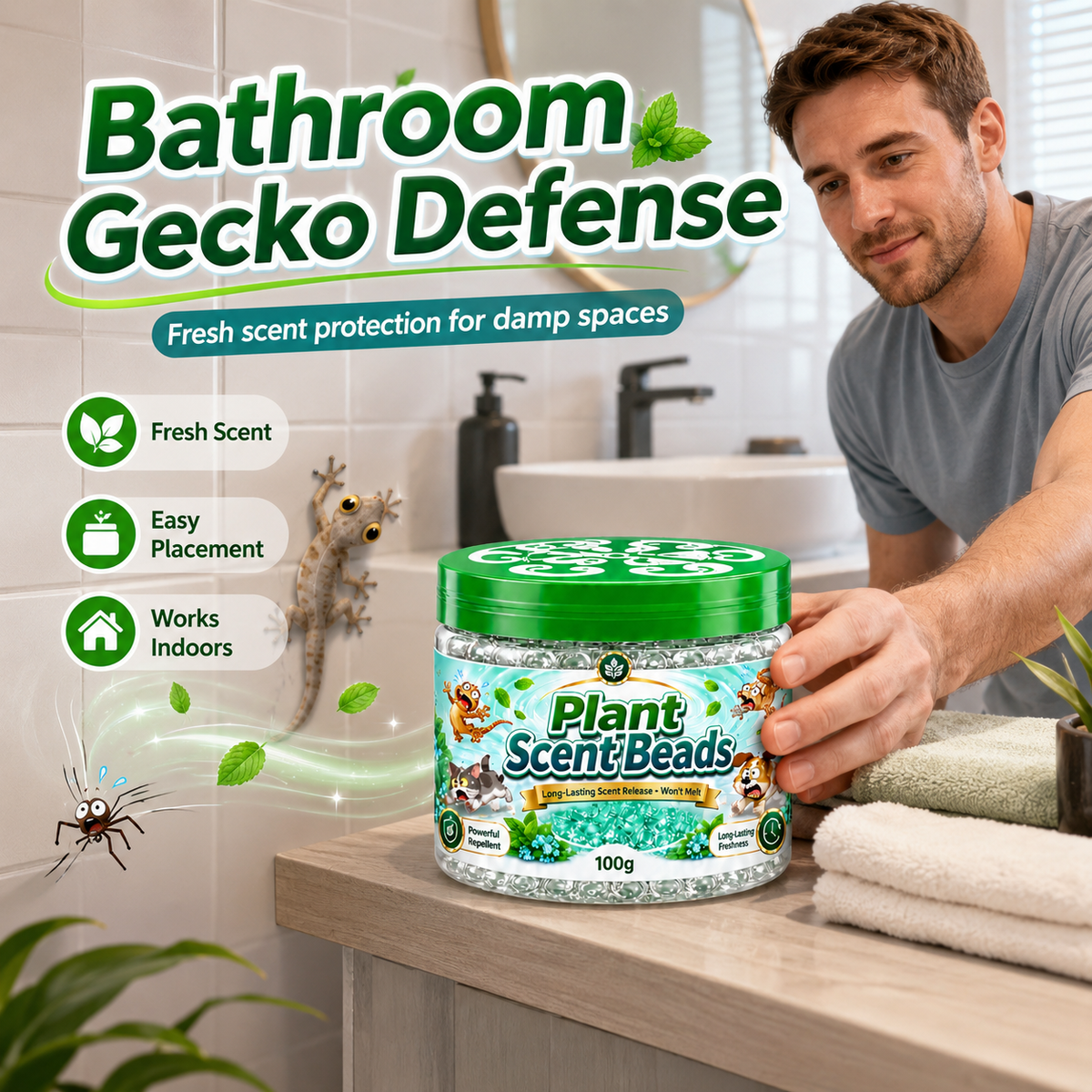 🌿 Natural Gecko Repellent Gel Beads – Mint Pest Deterrent 🦎