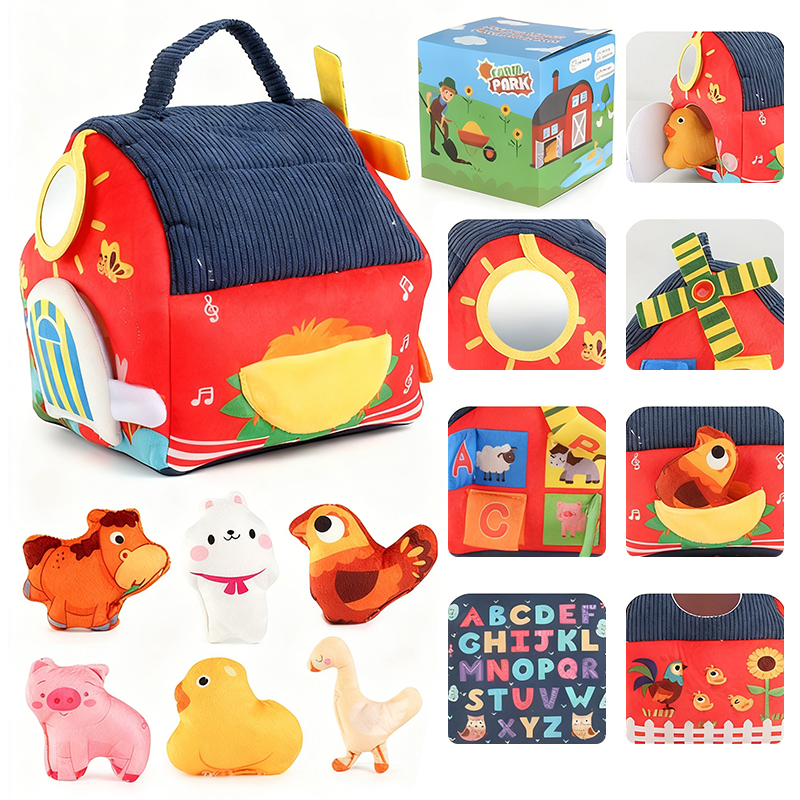 🧸 50% OFF! 🚜 Interactive Plush Farm House Toy Set for Kids – 6 Exploration Zones, Adorable Animal Puppets & Portable Storage Design – Learn, Play & Grow ✨