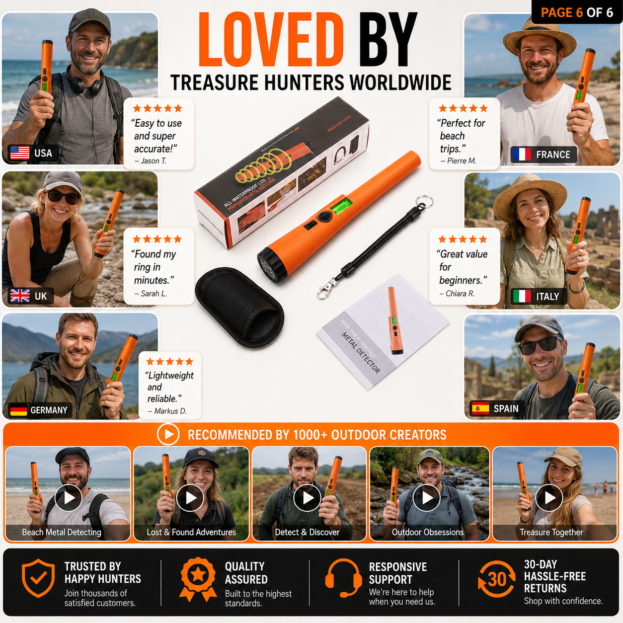Handheld metal detector outdoor use and included accessories