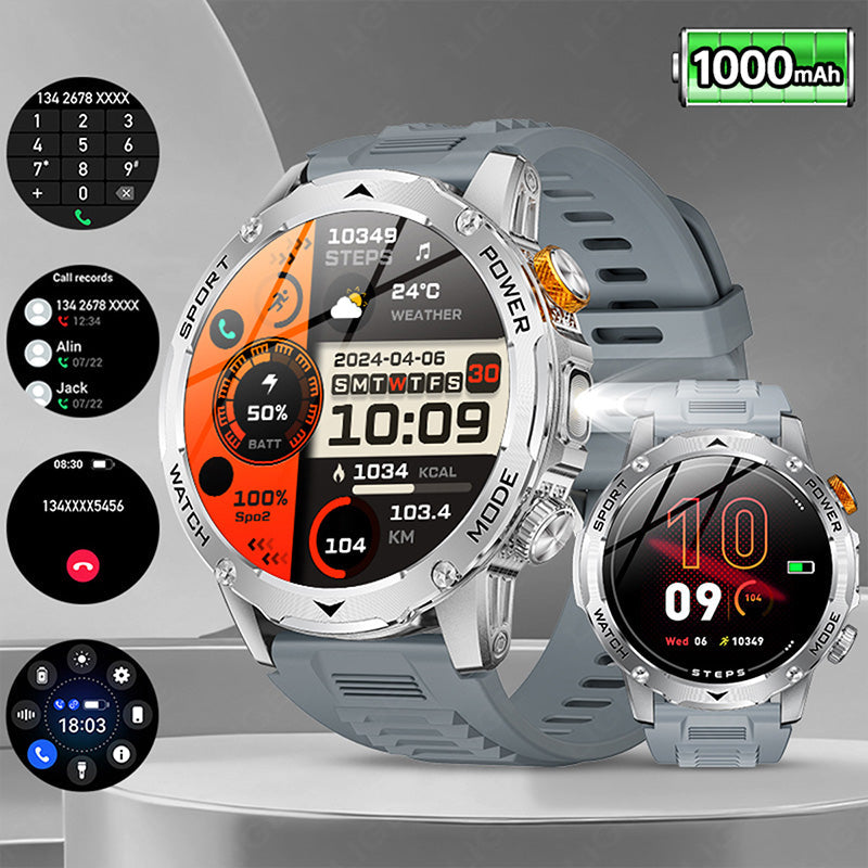 ⌚ 1000mAh Smartwatch – 1.7' Display, 100+ Sports Modes & LED Light