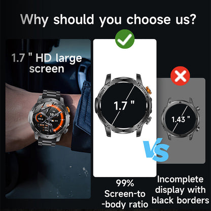 ⌚ 1000mAh Smartwatch – 1.7' Display, 100+ Sports Modes & LED Light