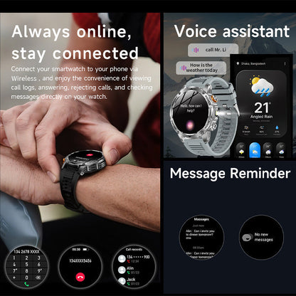 ⌚ 1000mAh Smartwatch – 1.7' Display, 100+ Sports Modes & LED Light
