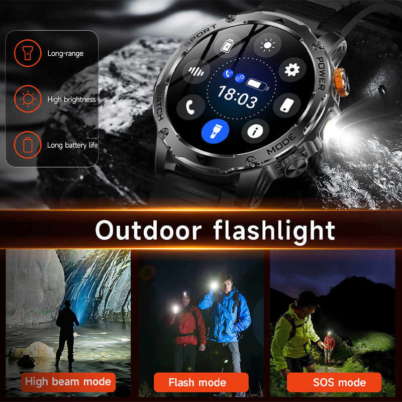 ⌚ 1000mAh Smartwatch – 1.7' Display, 100+ Sports Modes & LED Light