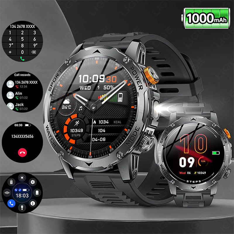 ⌚ 1000mAh Smartwatch – 1.7' Display, 100+ Sports Modes & LED Light