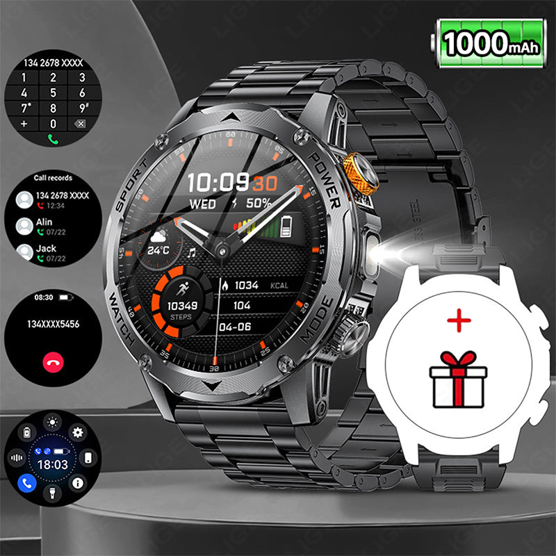 ⌚ 1000mAh Smartwatch – 1.7' Display, 100+ Sports Modes & LED Light
