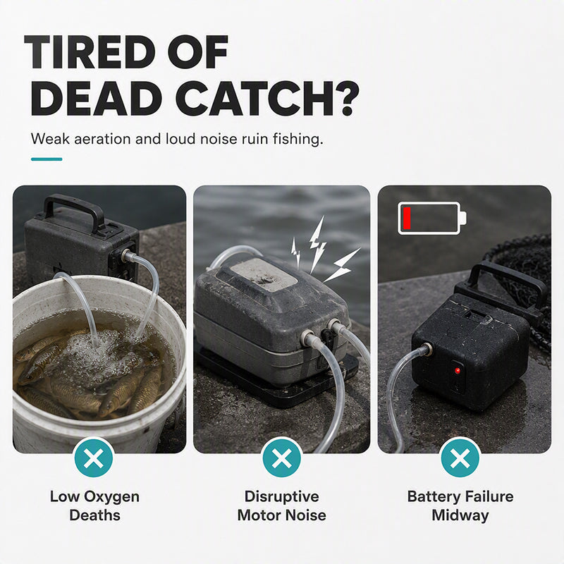🐟 50% OFF! ✨ Rechargeable Portable Oxygen Pump – 4800mAh Long-Lasting Power, Dual-Hole Output & Whisper-Quiet Operation – Ultimate Fishing Endurance 🔋