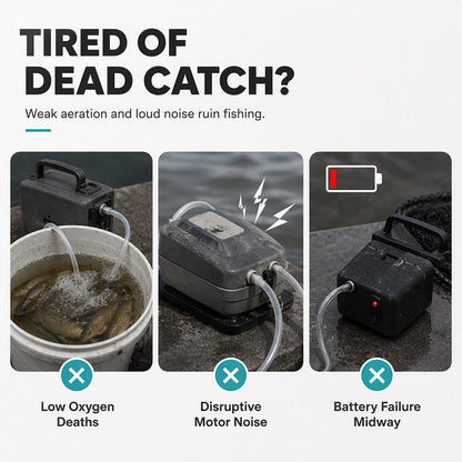 🐟 50% OFF! ✨ Rechargeable Portable Oxygen Pump – 4800mAh Long-Lasting Power, Dual-Hole Output & Whisper-Quiet Operation – Ultimate Fishing Endurance 🔋
