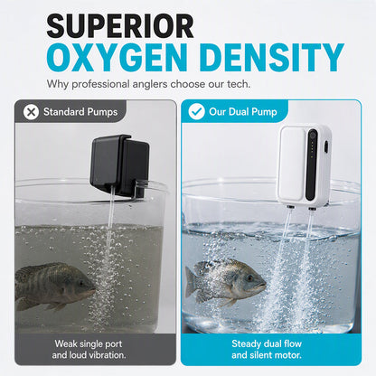 🐟 50% OFF! ✨ Rechargeable Portable Oxygen Pump – 4800mAh Long-Lasting Power, Dual-Hole Output & Whisper-Quiet Operation – Ultimate Fishing Endurance 🔋