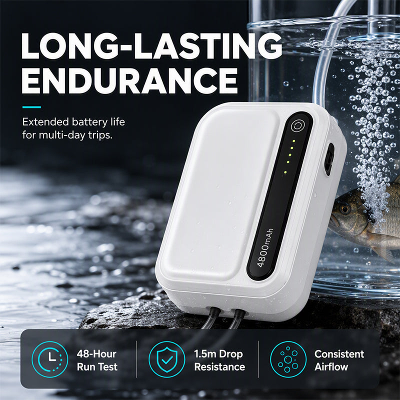 🐟 50% OFF! ✨ Rechargeable Portable Oxygen Pump – 4800mAh Long-Lasting Power, Dual-Hole Output & Whisper-Quiet Operation – Ultimate Fishing Endurance 🔋