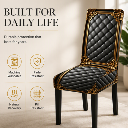 🖤 Baroque Stretch Dining Chair Cover – Elegant Washable Furniture Protector