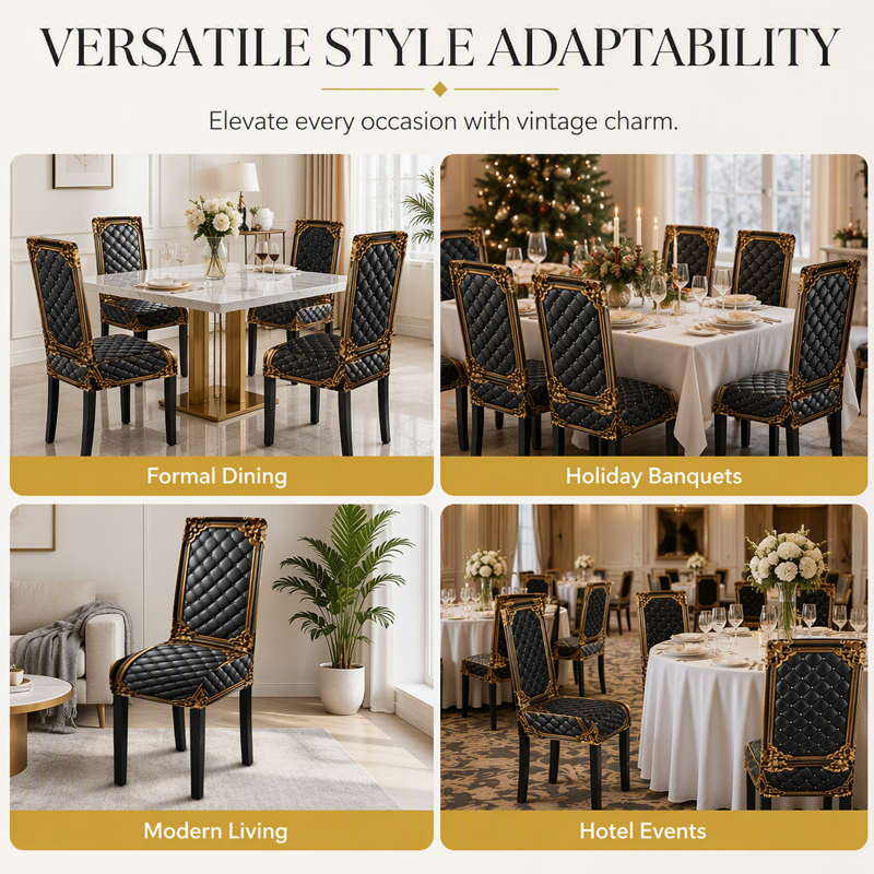 🖤 Baroque Stretch Dining Chair Cover – Elegant Washable Furniture Protector