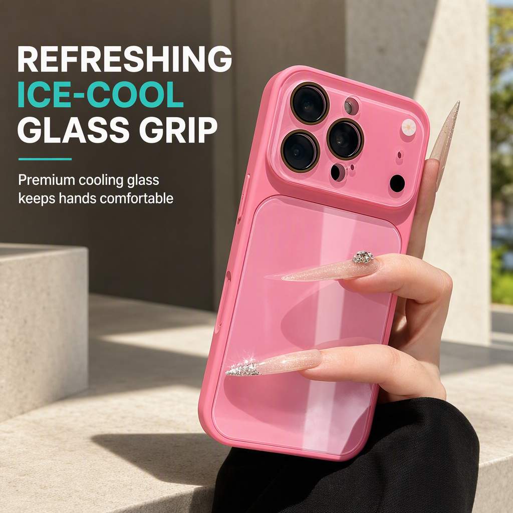 📱 50% OFF! ✨ Full Coverage Ice-Feeling Glass Phone Case – Built-In Camera Lens Protector, Thermodynamic Cooling Glass & Shockproof Bumper – Premium Protection for iPhone 🧊