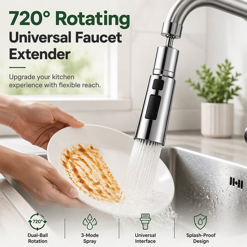 🚰 720° Rotating Faucet Extender – 20mm / 22mm Connector Options