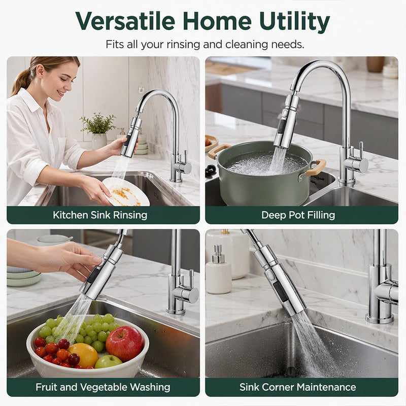 🚰 720° Rotating Faucet Extender – 20mm / 22mm Connector Options